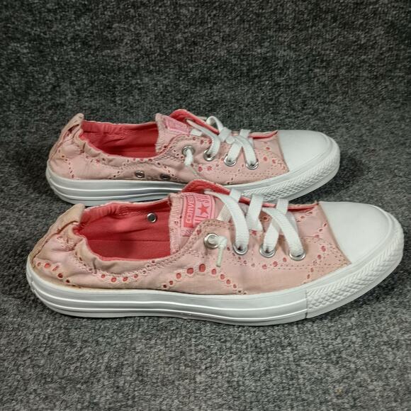 Converse Chuck Taylor All Star Shoreline Shoes Womens Size 9 Pink Eyelet Slip On - Picture 1 of 7